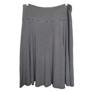 Talbots Woman Black & White Striped Jersey Knit Pull-On Midi Skirt Size 2X